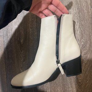 White Leather Ankle Boots